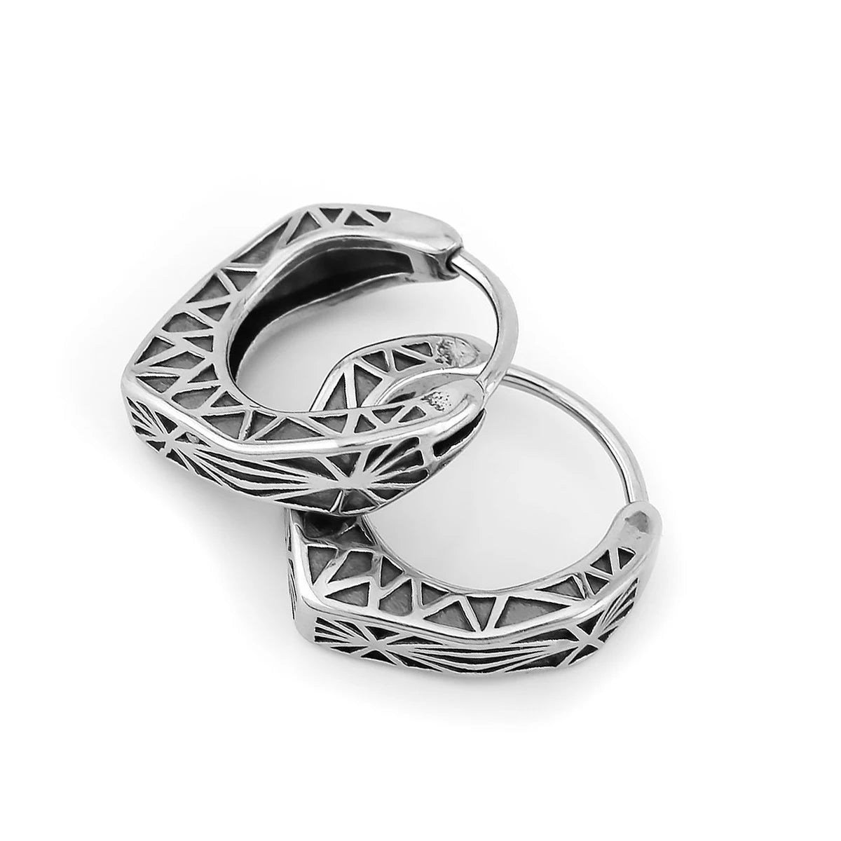 Vikings Celtic Rune Hoop Earrings For Men Fashion Nordic Amulet Earrings Stainless Steel Vintage Hip Hop Biker Jewelry As Gift
