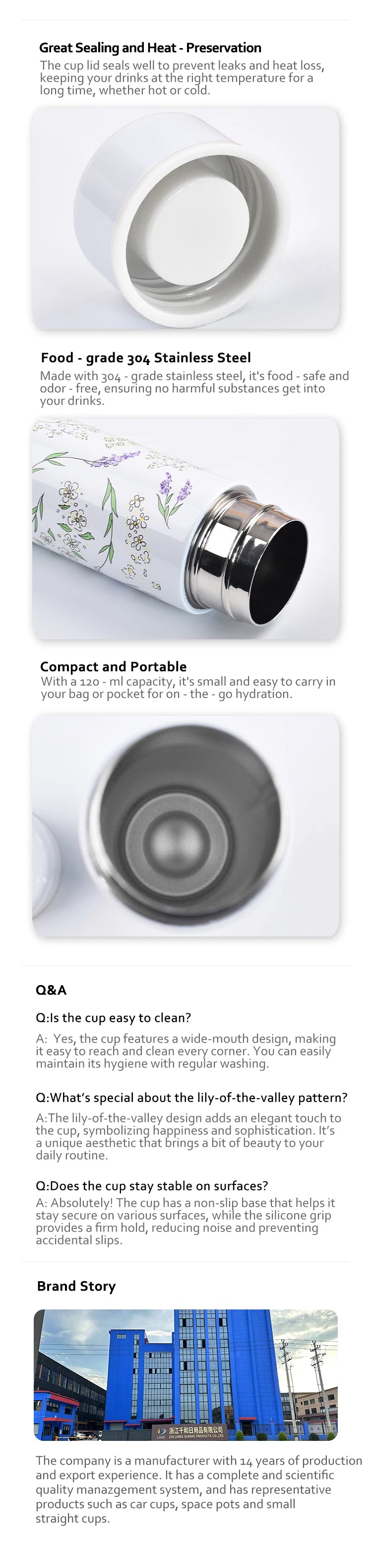 Leno 140ML Small Mini Vacuum Insulated Water Bottle Portable Leakproof Travel Mug Thermal Flask for Kids Children Women School