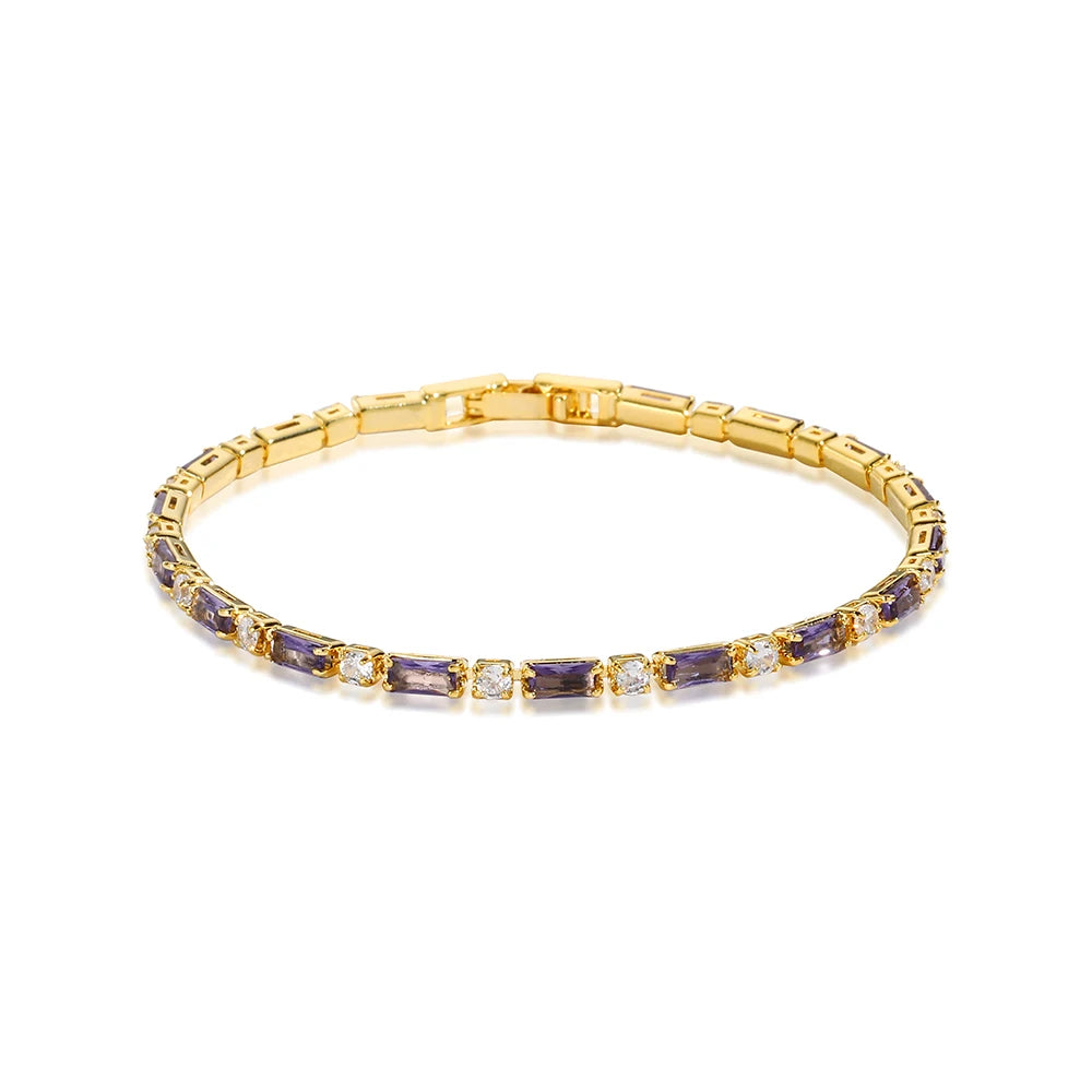 Luxury Rainbow Adjustable Multicolor Tennis Bracelets For Women Ladies Wedding Colorful Zircon Charm Bracelet Hand Chain Jewelry