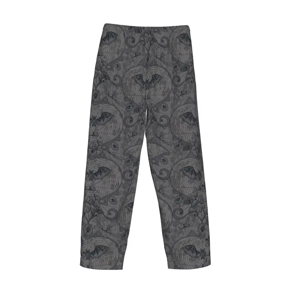 Custom Cute Spooky Halloween Bats Black And Purple Pajama Pants for Men Lounge Sleep Drawstring Sleepwear Bottoms with Pockets
