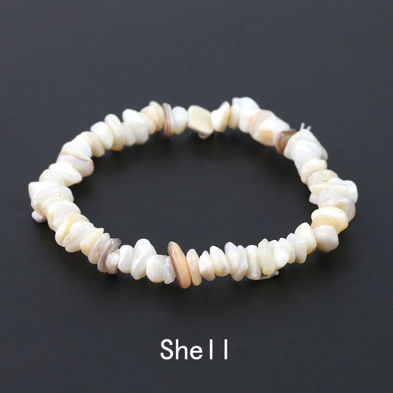 Natural Crystal Gemstone Irregular Energy Stone Bracelet Beads Chips Jewelry Amethys Aquamarine Rose Quartz Bracelets for Women