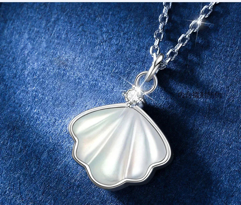 2024 Projection Engagement Necklace Shell Shape 925 Sterling Silver for Propose Girlfriend Wife Women Gifts
