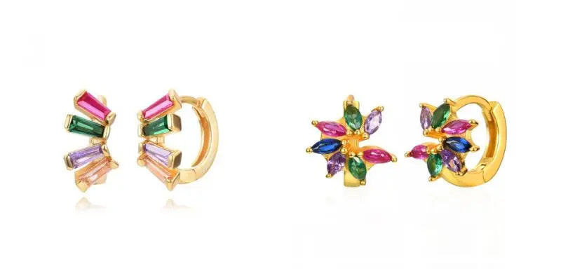 Colorful Crystal Earrings 925 Sterling Silver Ear Needle Stud Earrings for Women Cross Dangle Earrings Party Wedding Jewelry