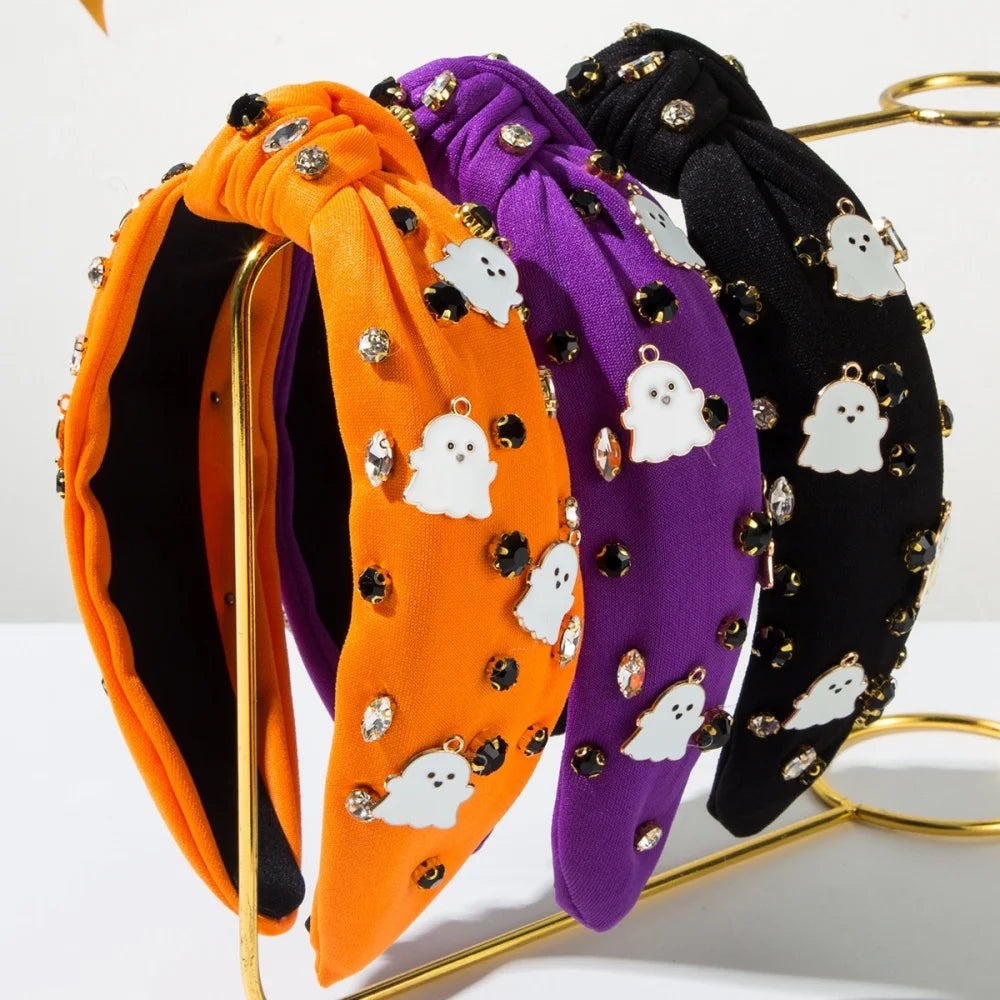 Halloween Themed Headbands For Women With Diamonds Rice Beads Letters little ghost Accessories Holiday Hair Accessories Gifts