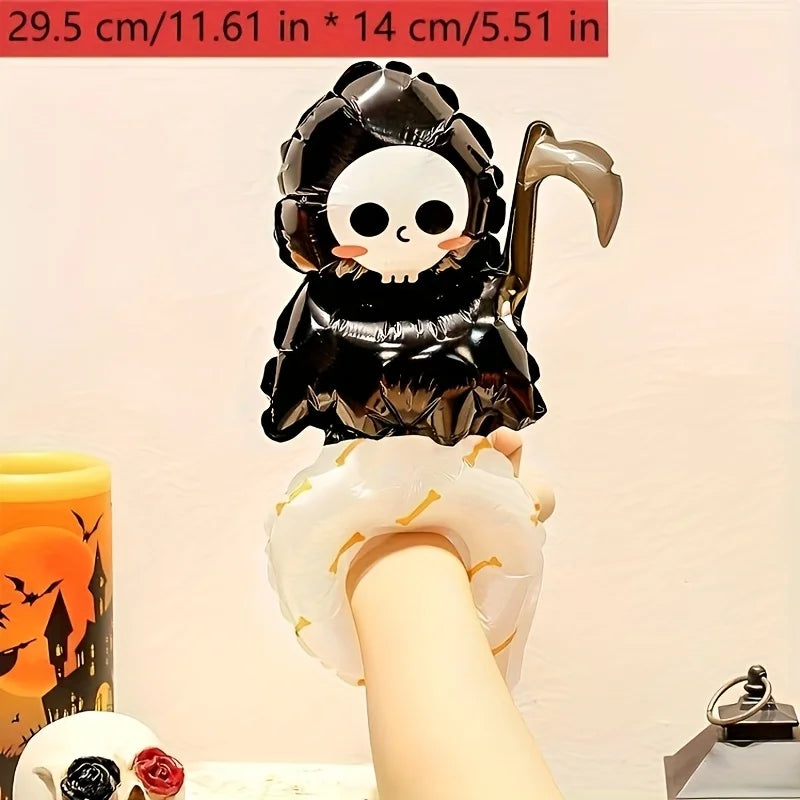 10/30/50pcs Halloween Balloon wrist strap Foil Balloons Stick Aluminum Film Inflatable Balloon Skeleton Pumpkin Hair Hoop Party