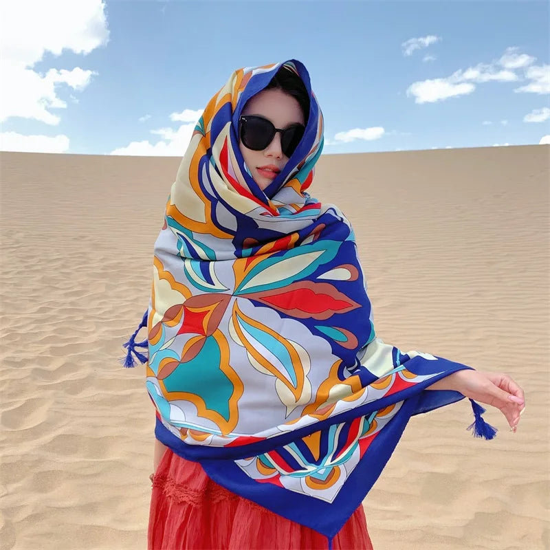 Travel Beach Sunscreen Scarves for Women Bikini Large Sarong Wrap Scarf Brazilian Swimsuit Bathing Cover-ups 17 Styles 90x180cm
