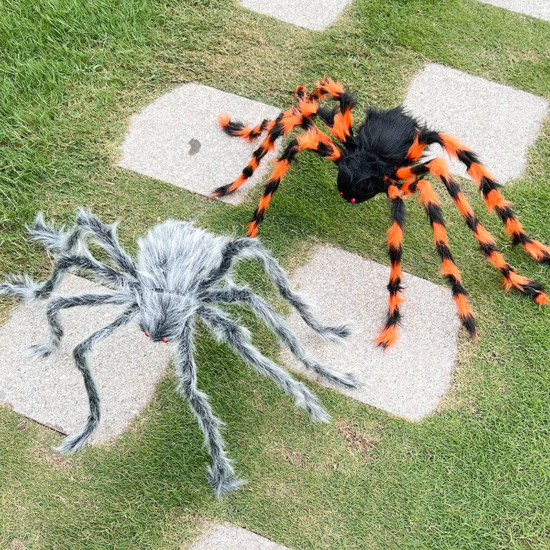Halloween Black Giant Spider Scary Artificial Plush Spider Home Bar Haunted House Scene Ornaments Props Holiday Outdoor Decors