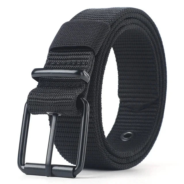 Men's Belt Porous Canvas Pin Buckle Leather Belt Outdoor Sports Belt Women's Trendy Eyelet Belt with Jeans Belt for Men Women