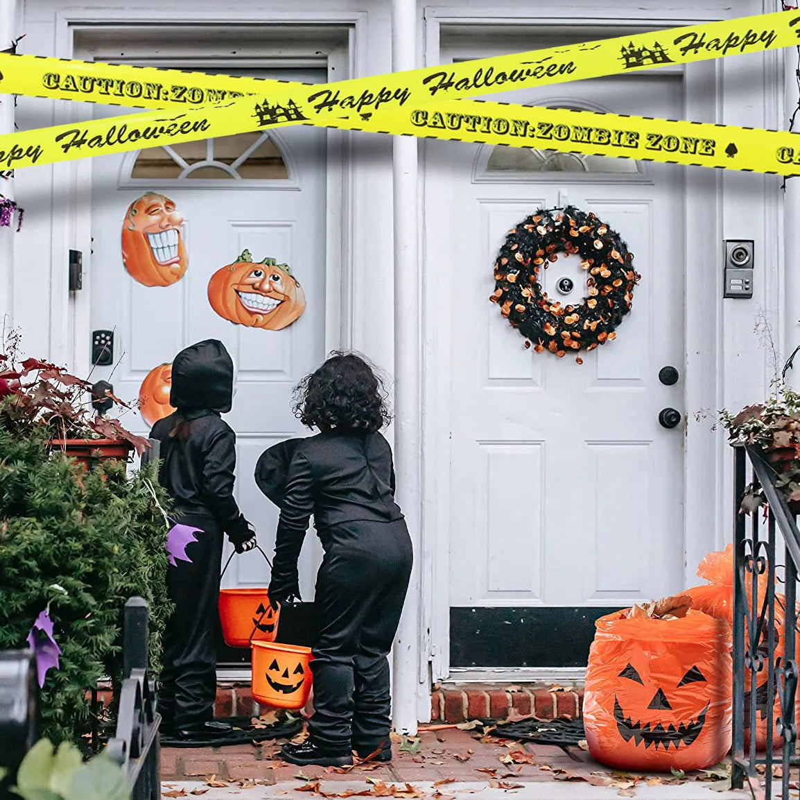 Large Halloween Pumpkin Plastic Garbage Leaf Bags For Home Outdoor Garden Yard Decoration Lawn Bag Happy Halloween Party Props