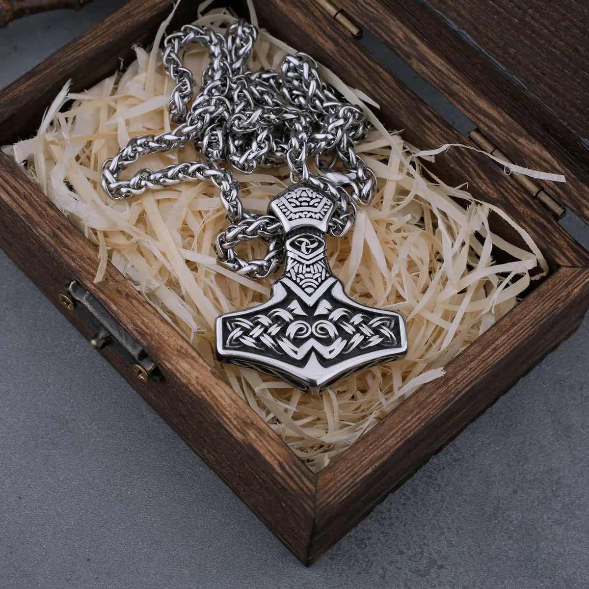 316L Stainless Steel Viking Vintage Mjolnir Thor's Hammer Necklace Men's Celtic Knot Amulet Charm Hip Hop Biker Pendant Jewelry