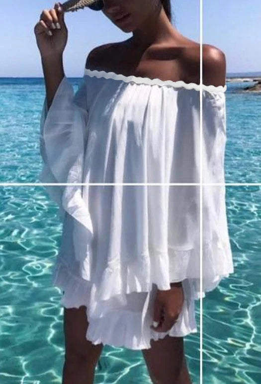 2024 Crochet White Knitted Beach Cover Up Dress Tunic Long Pareos Bikinis Cover Ups Swim Cover Up Robe Plage Beachwear