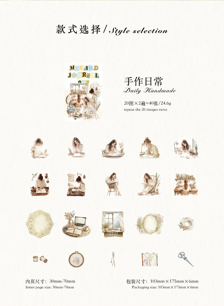 40pcs/lot Kawaii Stationery Stickers The Handbook of Women DIY Junk Journal Paper stickers Planner Decorative Mobile stickers