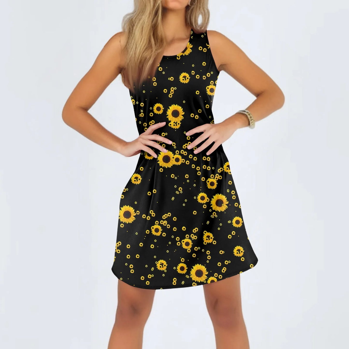 Women'S Fashion Casual Print Round Neck Sleeveless Dress Elegant Casual Women'S Dresses Vestido Feminino Vestidos Mujer 