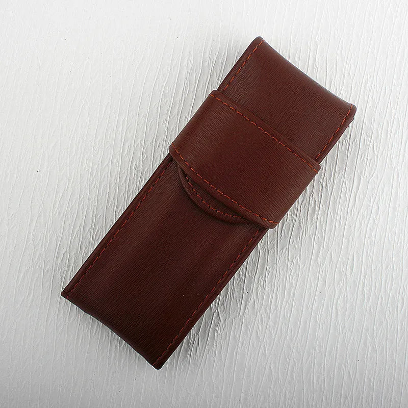 Vintage PU Leather Pencil Bag Fountain Pen Stationery Holder Protective Cover Office School Supplies Retro Pen Torage Case