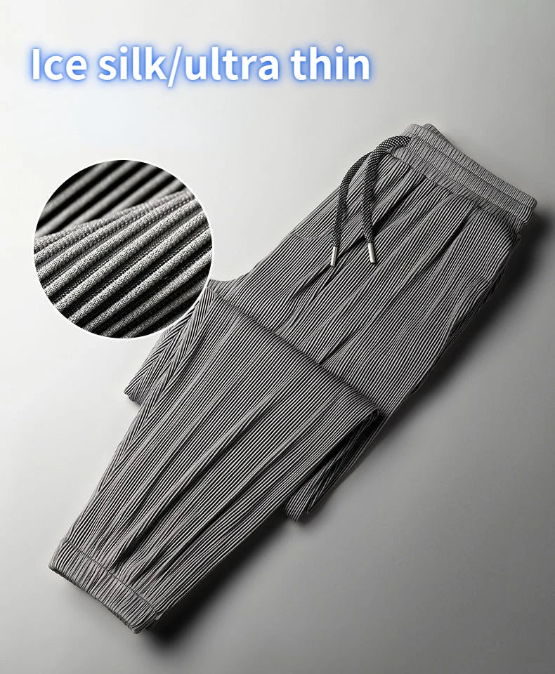 Summer Ice Silk Ultra-thin Ice Silk Pants Men's Loose Casual Pants Quick-drying Harajuku Fashion Pants Men's Thin Trousers