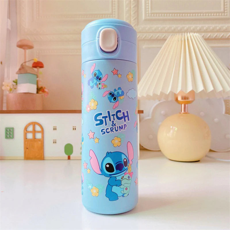 MINISO 420ML Thermos Coffee Cup 304 Stainless Steel Water Bottle Cute Cartoon Pattern Student Drink Bottle Girl Gift Water Cup
