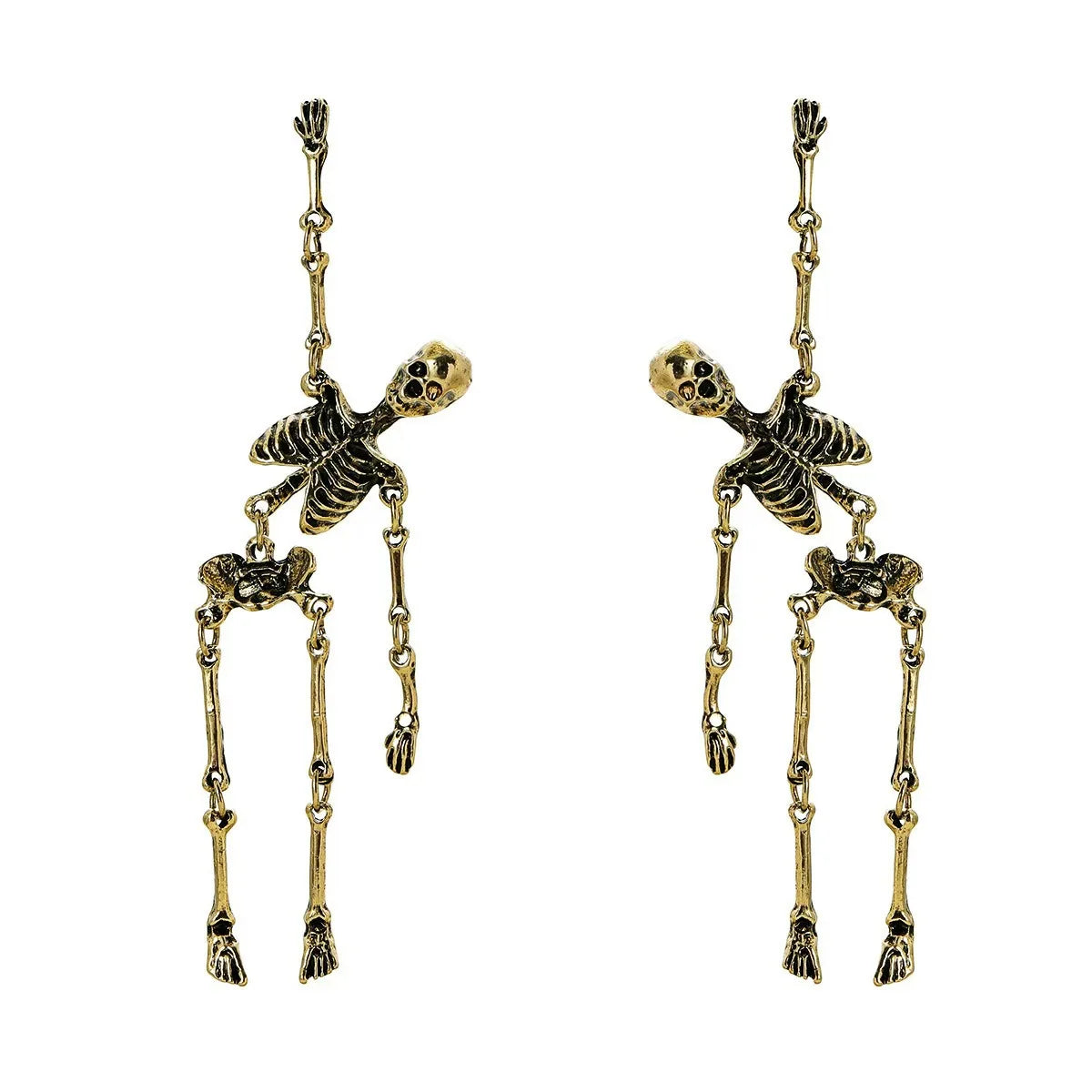 1 pair Halloween Skull Earrings Party Horror Funny Skull Skeleton Earrings Silver Bronze Color Holiday Gift