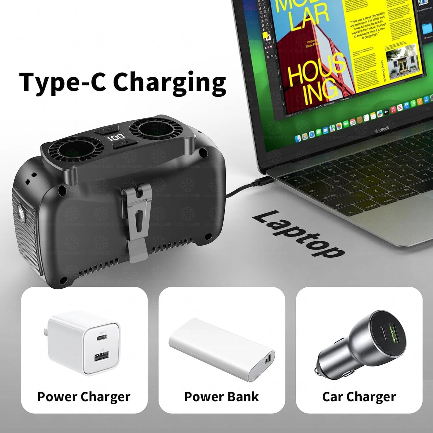 15000mAh Outdoor Portable Hanging Neck Fan Cooling Waist Fan Strong Wind with Power Bank LED Lighting For Outdoor Sports Travel