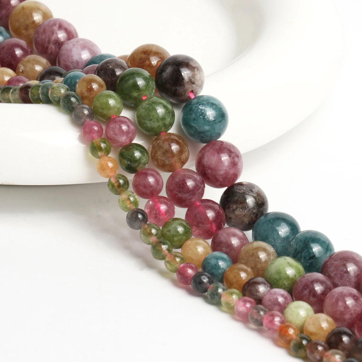 Natural Colorful Tourmaline Stone Beads Round Loose Spacer Beads for Jewelry Making Diy Bracelet Handmade Accessories 4 6 8 10mm