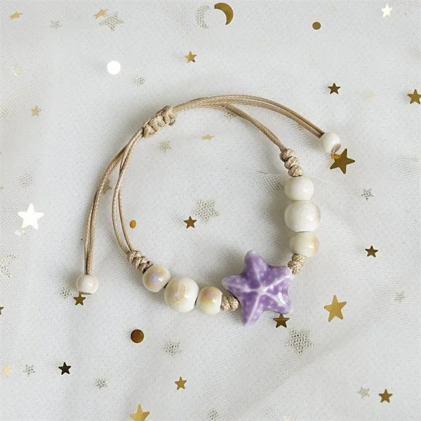 Bohemian Conch Starfish Shells Beaded Bracelets for Women Girls Boho Style Shell Beaded Beach Bangles Jewelry Gift Adjustable