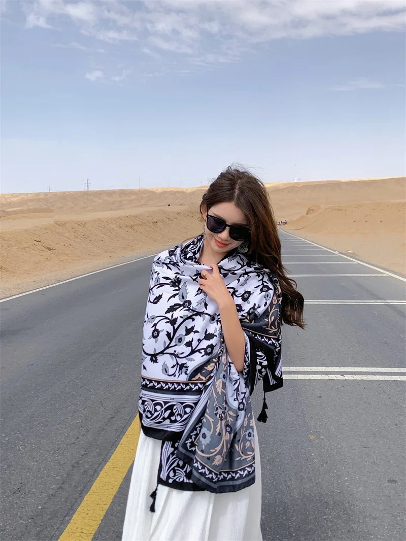 Travel Beach Sunscreen Scarves for Women Bikini Large Sarong Wrap Scarf Brazilian Swimsuit Bathing Cover-ups 17 Styles 90x180cm