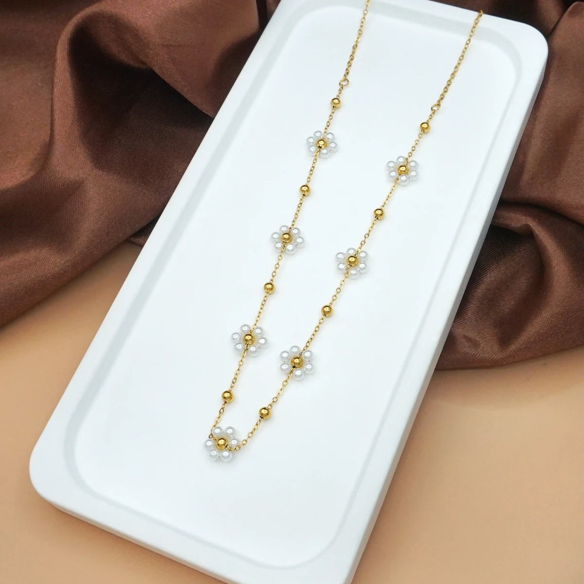 Women's Small White Petal Necklace - Best Gift for Her Birthday, Valentine's, Christmas, Halloween, Party Dates