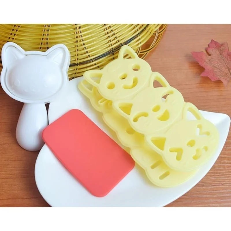 1 Set Lovely Smile Cat Sushi Rice Mold Decor Cutter Sandwich Creative DIY Tool Rice Ball Christmas Tree Halloween Pumpkin Molds