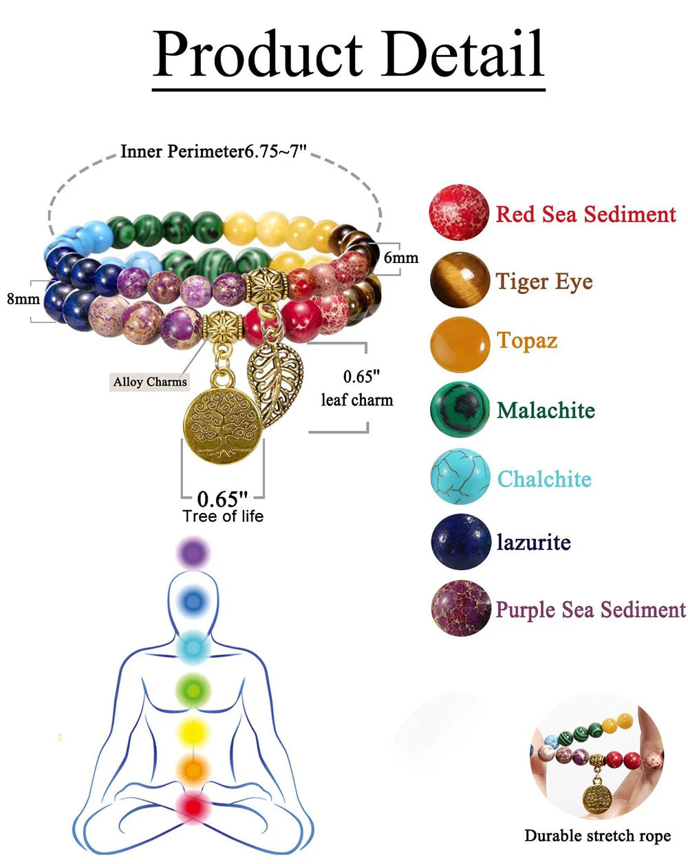 Natural Semi Precious Gemstone Beads Bracelet for Women Life Tree and Leaf Charm Energy Reiki Crystal Stretch Bracelets Jewelry