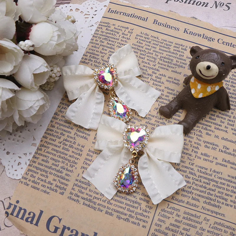 Small Hairpin Water Drop Heart Shape Rhinestone Pendant Wooden Ear Hairclips Headdress Sweet Side Clip Hair Accessories Jewelry