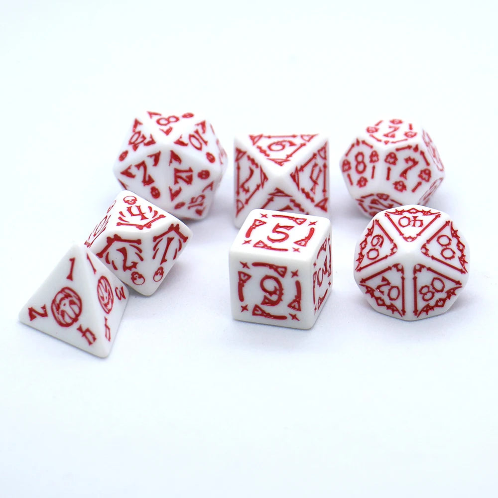 7pcs Set Relief Halloween Pattern Board Game Dice Set, DND Game Dice