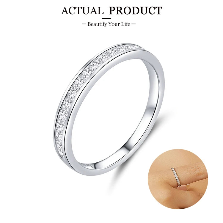 WOSTU European 925 Sterling Silver Simple Rings For Women Wedding Engagement Heart Rings With Zircon Original Female Jewelry