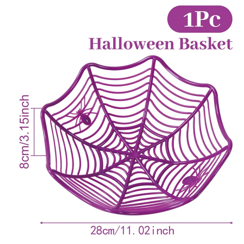 Halloween Cobweb Candy Bowl Set Halloween Theme Party Decoration Kids Favors Pumpkin Ghost Basket Trick or Treat Party Supplies