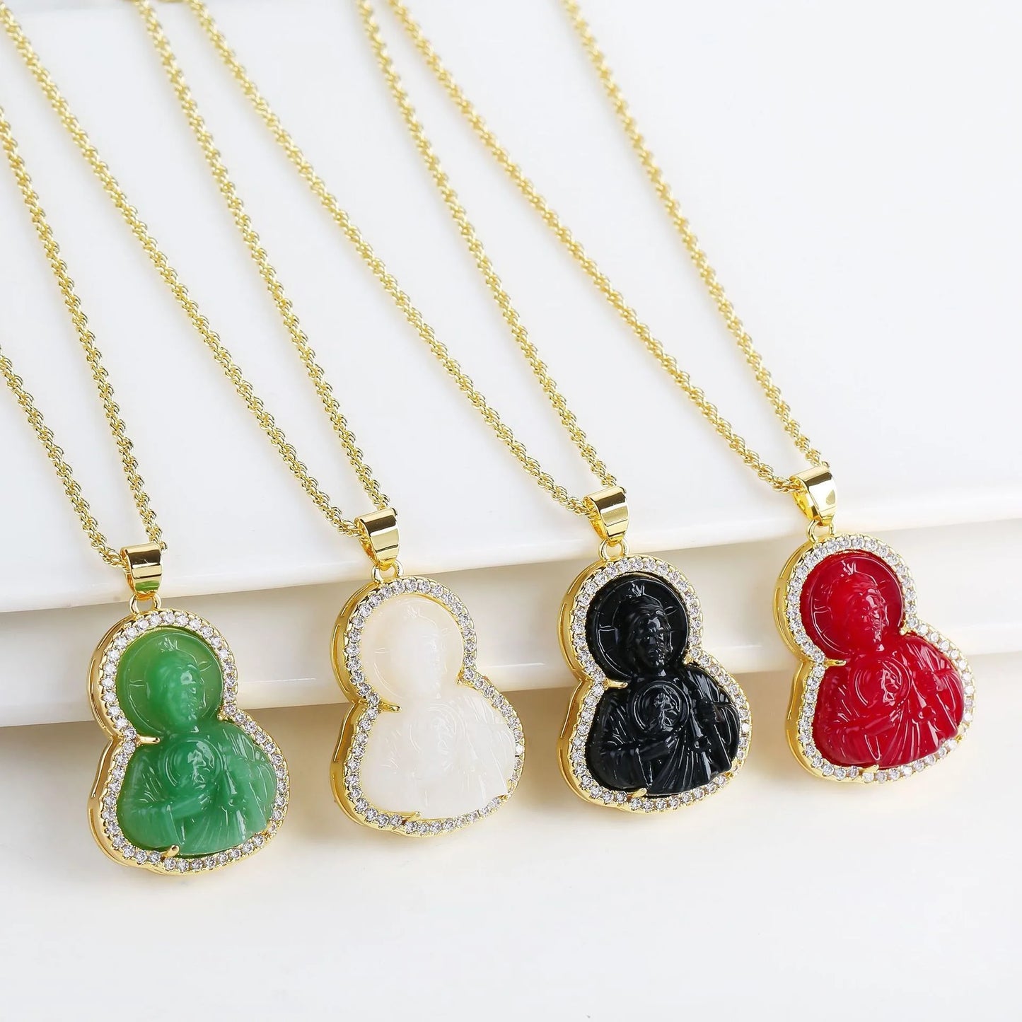 High Quality 4 Color Stone Classic Zirconia St. Jude Judas Pendant Fashion for Man Woman Religious Jewelry Party Birthday Gift