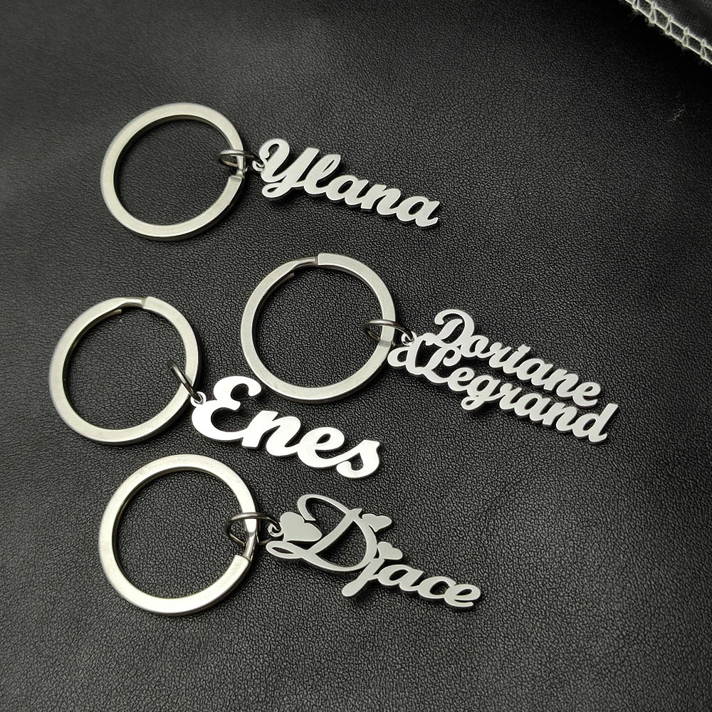Personalized Name Keychain Fashion Car Key Accessories Stainless Steel Jewelry Simple Keychain