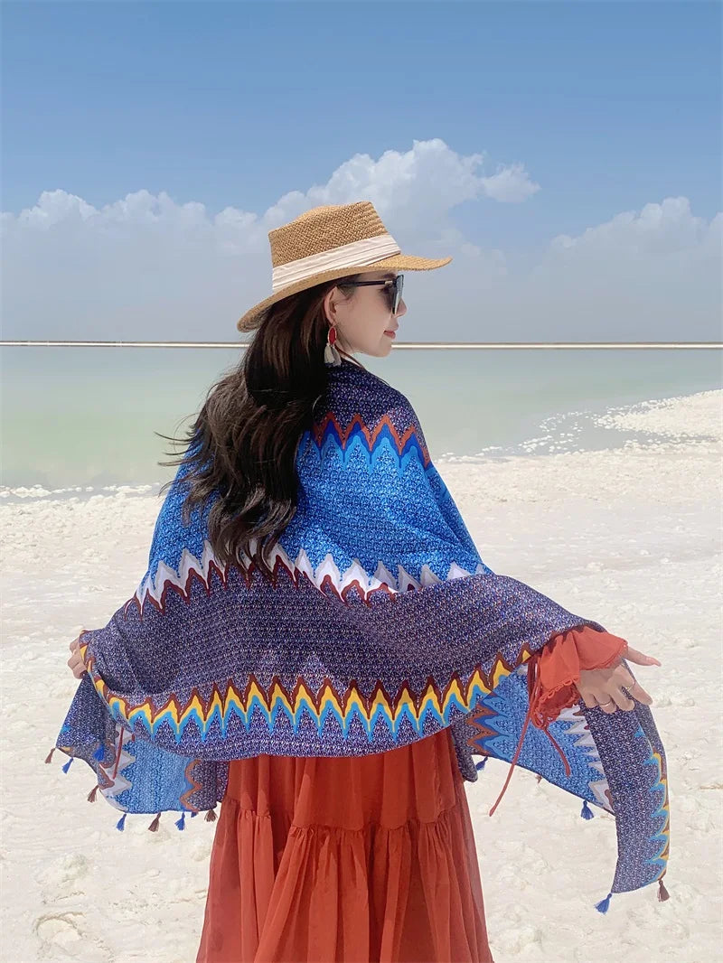 Travel Beach Sunscreen Scarves for Women Bikini Large Sarong Wrap Scarf Brazilian Swimsuit Bathing Cover-ups 17 Styles 90x180cm