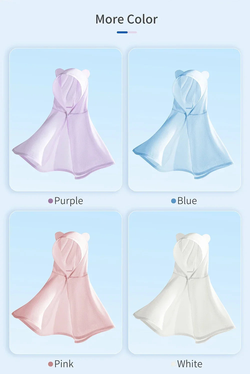 Summer Cloak Sun Protection Hooded Cloaks Ice Shreds Solid color Kids Dacron Clothes for Boy Girl Breathable Quick drying Coat