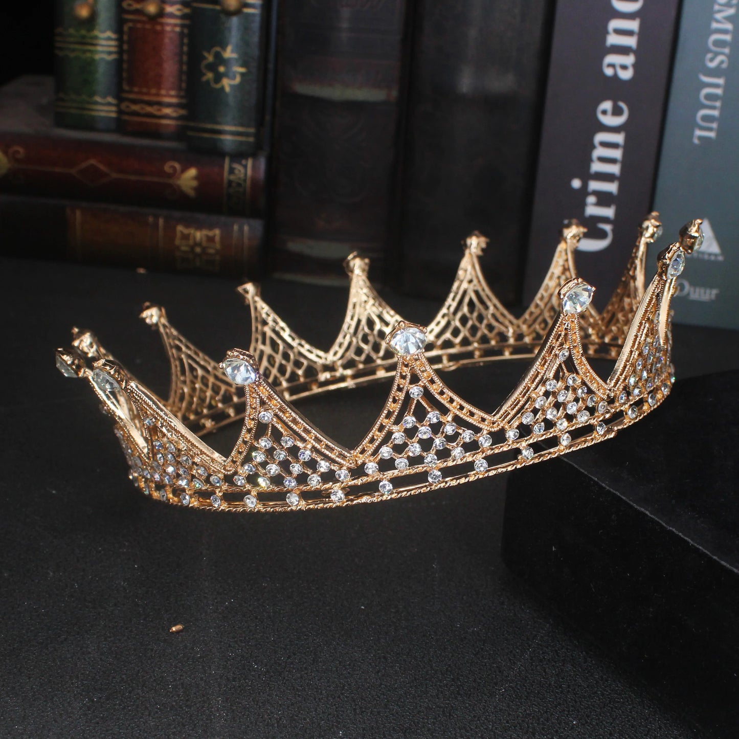 Vintage Baroque Tiara Crown Bride Crystal Queen King Crown Wedding Hair Jewelry Accessories Women Men Pageant Prom Headpiece