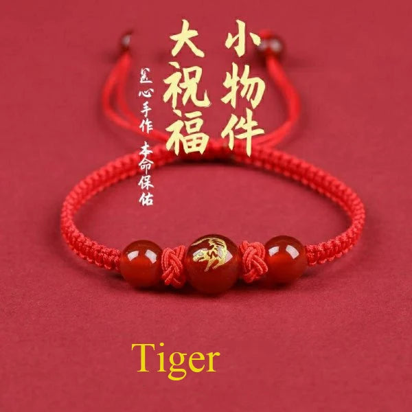 Good Luck 12 Constellation Zodiac Sign Braided Animal Couples Bracelet for Men Women Red Rope Bracelet New Year Jewelry Gift