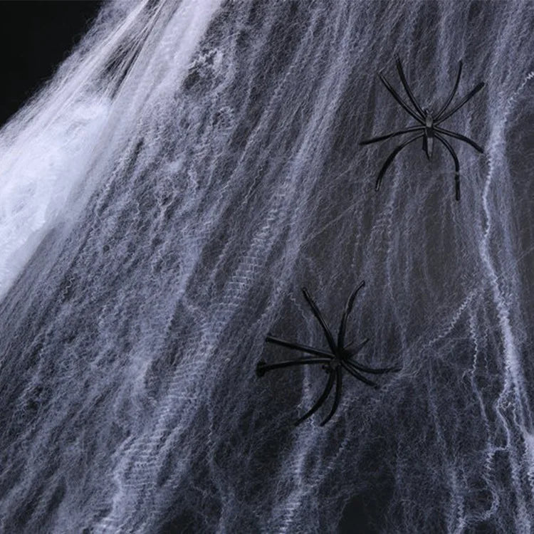 White Spider Web For Halloween Decorations Artificial Stretchy Cobweb For Halloween Scary Party Scene Decor Haunted House Props