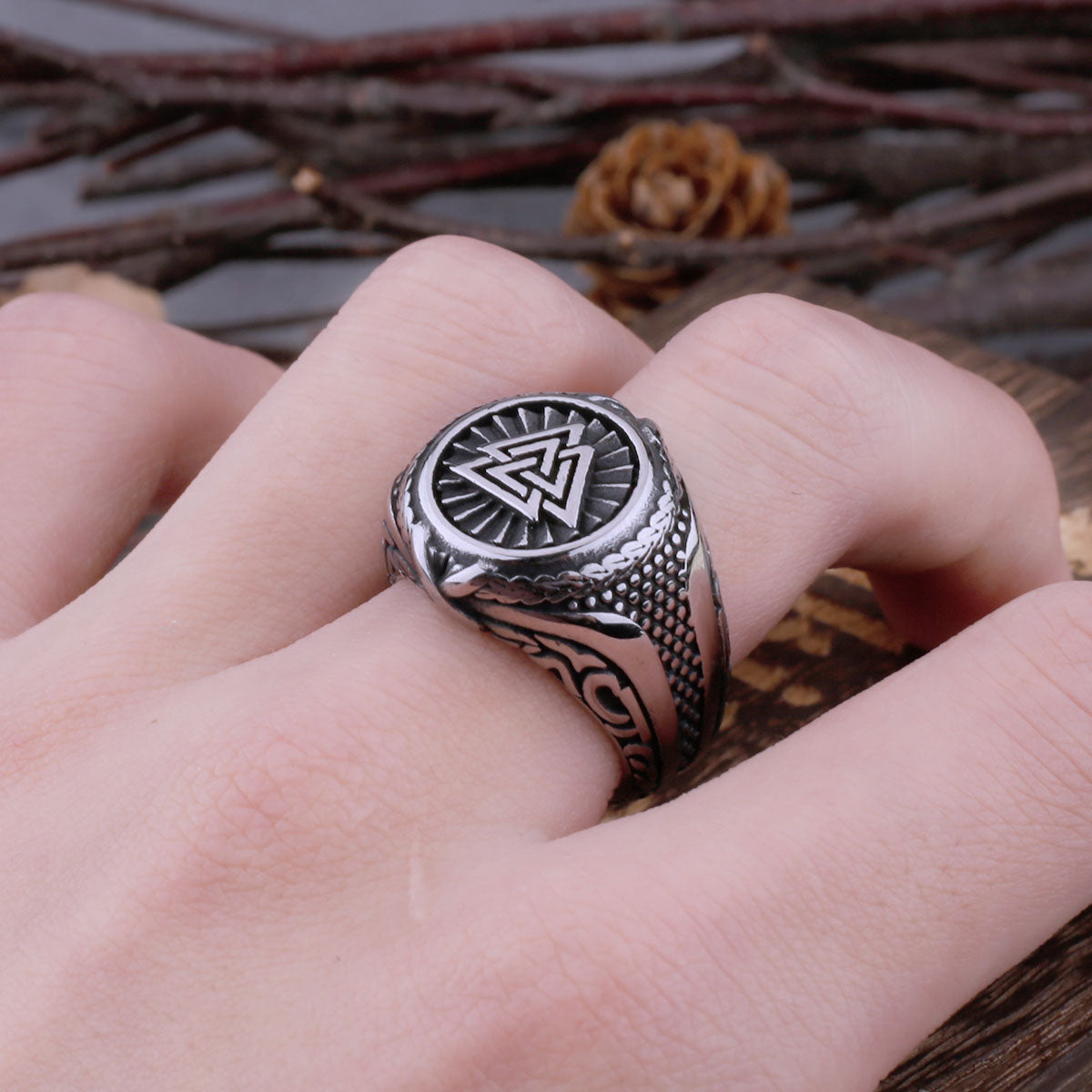 Viking Valknut Norwegian Rune Ring Ring Men's Nordic Viking Amulet Hip Hop Biker Street Ring Viking Ring Jewelry As Men Gift