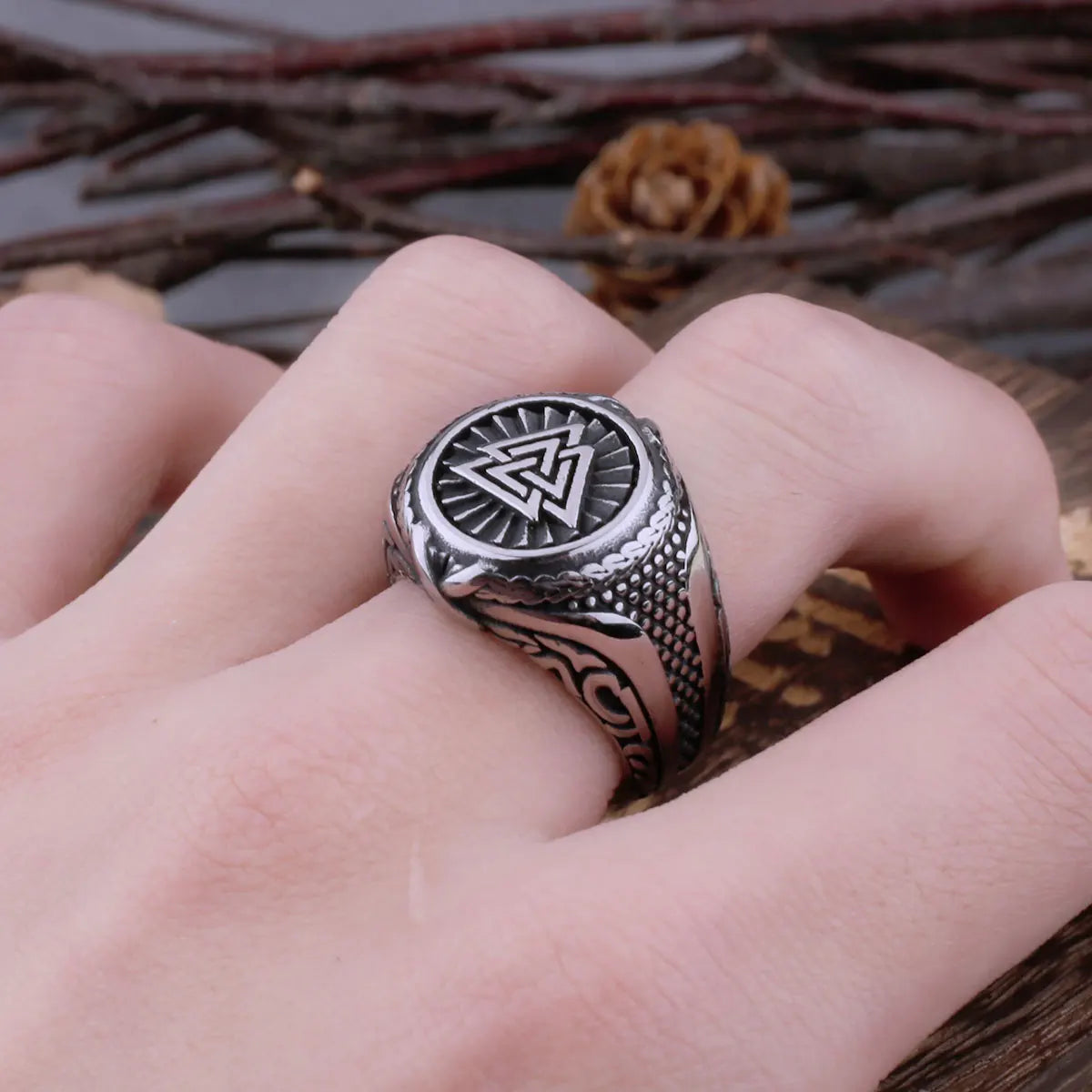 Viking Valknut Norwegian Rune Ring Ring Men's Nordic Viking Amulet Hip Hop Biker Street Ring Viking Ring Jewelry As Men Gift