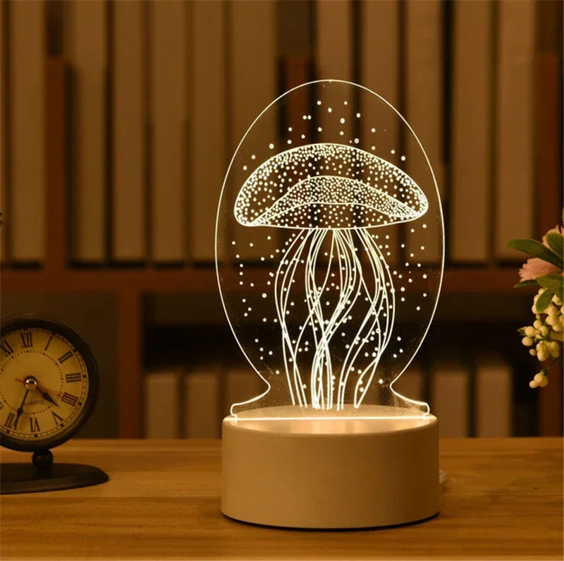 3D Visual Illusion Night Light Visual Creative LED Desk Lamp Changes USB Powered Gift for Kids