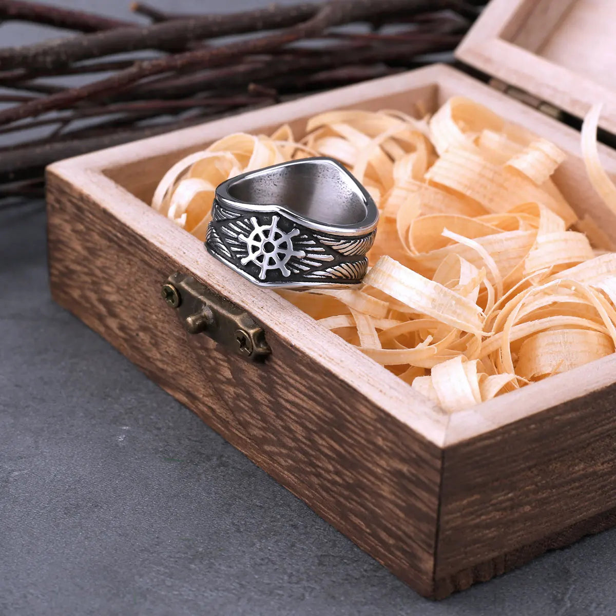 316L Stainless Steel Viking Ship Anchor Ring Men's Boat Rudder Hip Hop Biker Ring Nordic Amulet Jewelry As Gift Dropshipping
