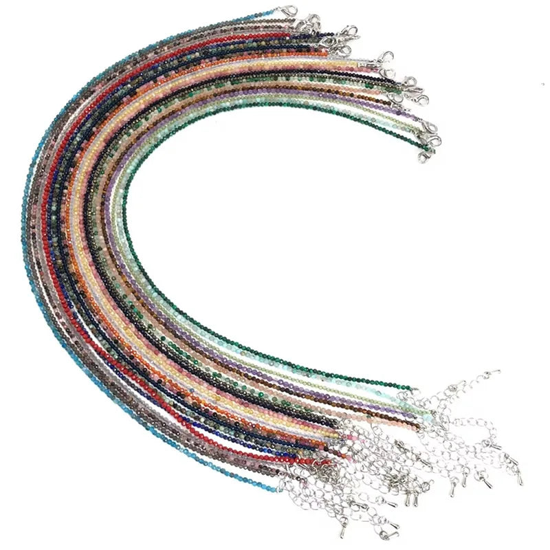 2-3mm Natural Stone Beaded Necklace Handmade Mini Tourmaline lapis crystal Energy Healing Female Bracelet for Women Jewelry Gift