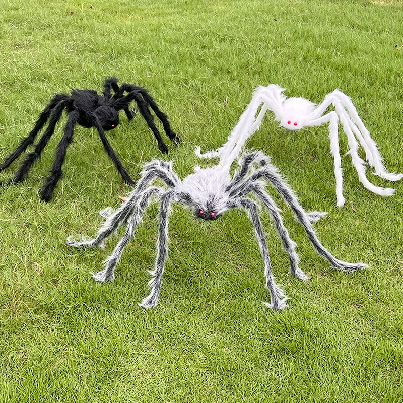 Halloween Black Giant Spider Scary Artificial Plush Spider Home Bar Haunted House Scene Ornaments Props Holiday Outdoor Decors