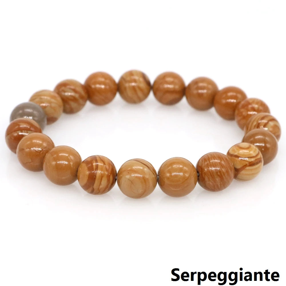 Women Men Bracelet Natural Rainforest Jasper Crystal Round Beads Wrist Chain Chakra Healing Energy Stretch Charm Strand Jewelry