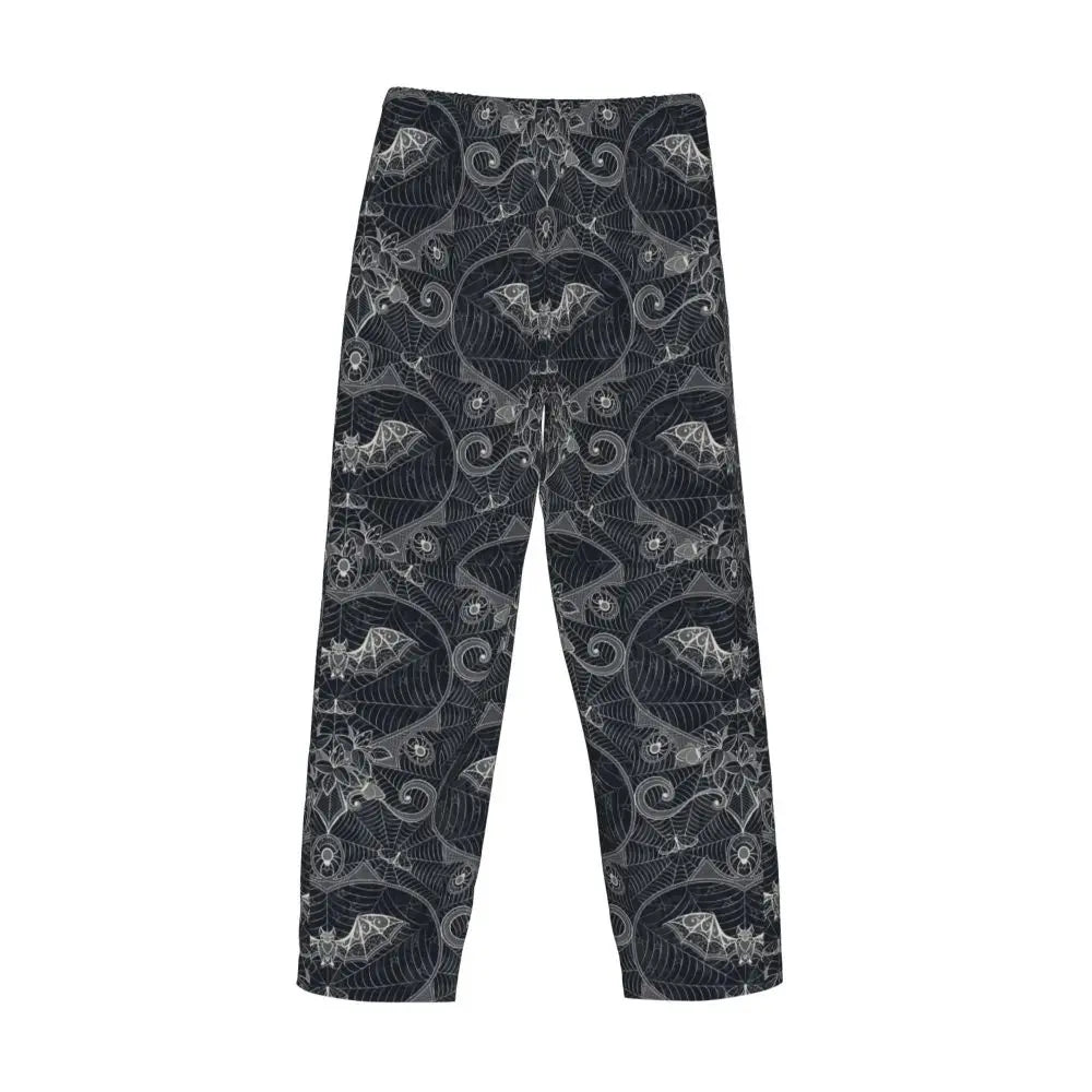 Custom Cute Spooky Halloween Bats Black And Purple Pajama Pants for Men Lounge Sleep Drawstring Sleepwear Bottoms with Pockets