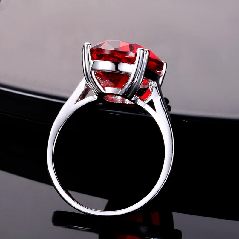 Fashion Big Oval AAAAA Zircon Rainbow Gemstone 13*18MM Multicolor Tourmaline Wedding Ring Bridal Jewelry Engagement Party Gift