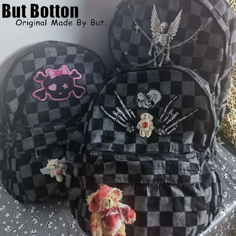 Men Women Streetwear Backpack large capacity Skull homestay y2k versatile hot girl goth punk bag student skeleton schoolbag