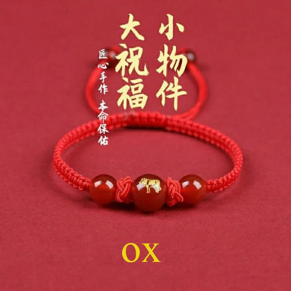 Good Luck 12 Constellation Zodiac Sign Braided Animal Couples Bracelet for Men Women Red Rope Bracelet New Year Jewelry Gift